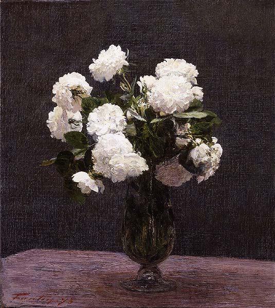 Henri Fantin-Latour White Roses, Norge oil painting art